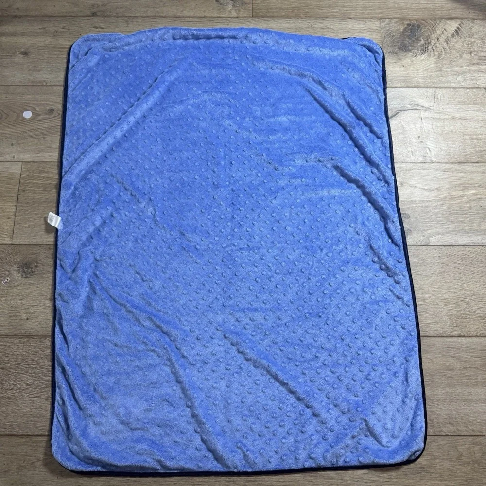 Child of Mine Carter's Blue Striped Whale Baby Boy Blanket Minky Dot 38 X 29